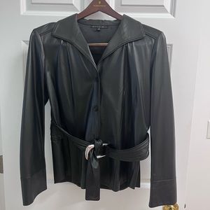 Black Leather Belted Shirt/Blazer/Lightweight Jacket